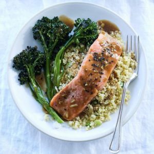 salmon with quinoa and broccoli